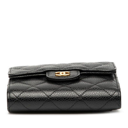Chanel Matelasse Coco Mark Black Gold Hardware Caviar Skin Women's Chanel