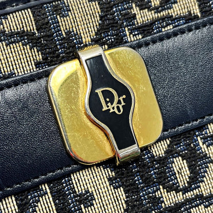 Christian Dior Trotter Navy X Gray Shoulder Bag Women's Gold Hardware