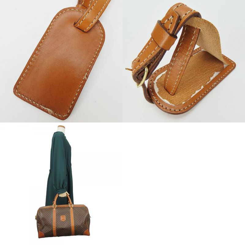 Celine Boston Bag Macadam PVC Leather Brown Gold Hardware Travel Hardware