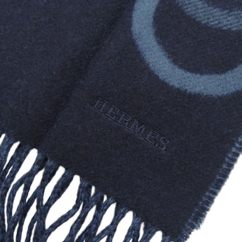 Hermes Eny Moll Cashmere Marlin Blue Tulcan Scarf 1205 Hermes