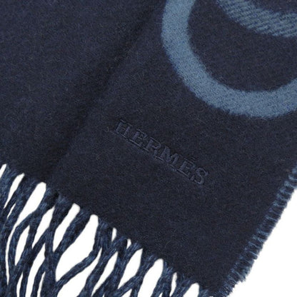 Hermes Eny Moll Cashmere Marlin Blue Tulcan Scarf 1205 Hermes