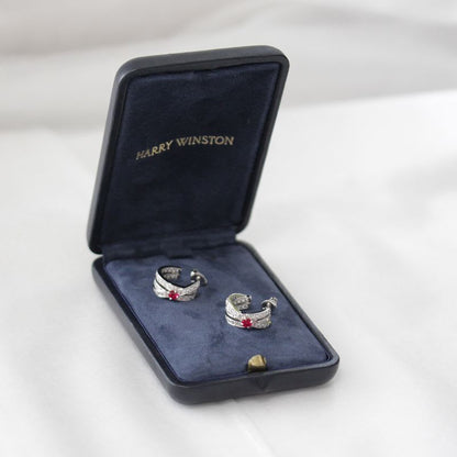 Harry Winston Geometric Ruby Diamond Earrings Earring Pt950 E1459