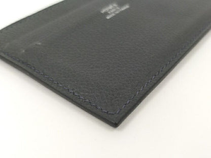 Hermes Citizen Twill Silk Quinn Card Case Leather Grayish W Engraved