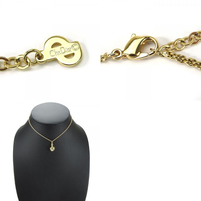 Christian Dior Necklace Metal Gold GP Perfume Bottle Motif Accessories Ladies