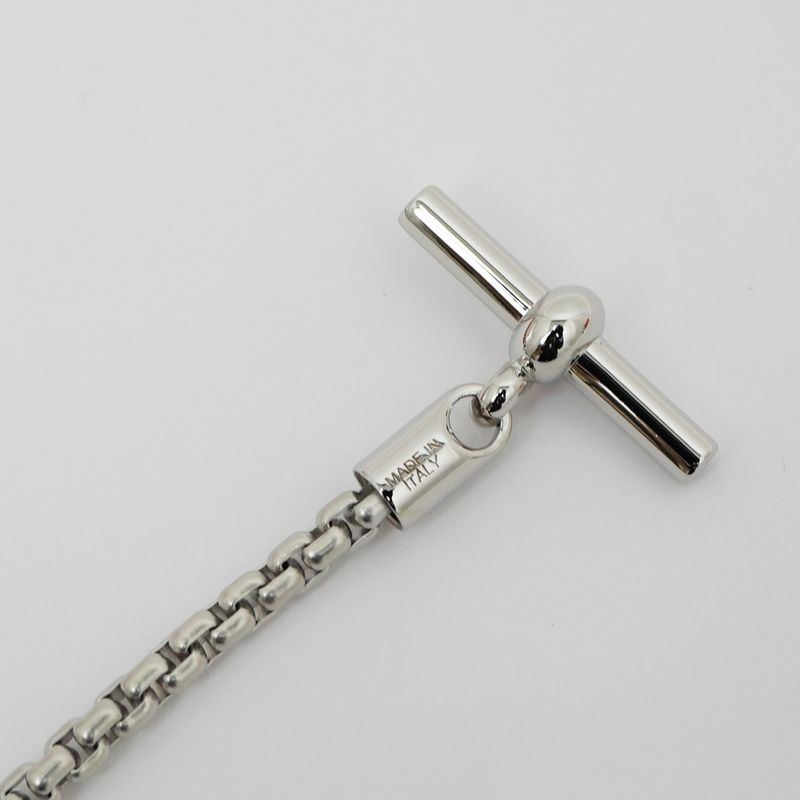 Hermes Meri Melo Necklace Buffalo Horn Metal Silver H Cube Unused