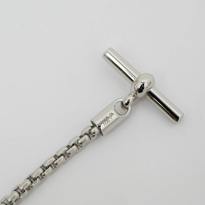 Hermes Meri Melo Necklace Buffalo Horn Metal Silver H Cube Unused