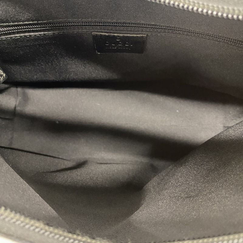 Gucci Shoulder Bag GG Canvas 001 3386 Canvas Black Silver Hardware Women