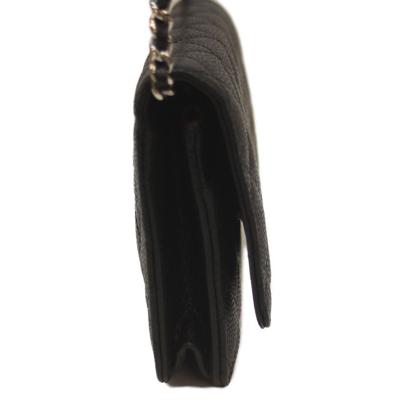 Chanel Ap0250 No 27 Black Caviar Skin Svhardware Chain Wallet With Coin Purse