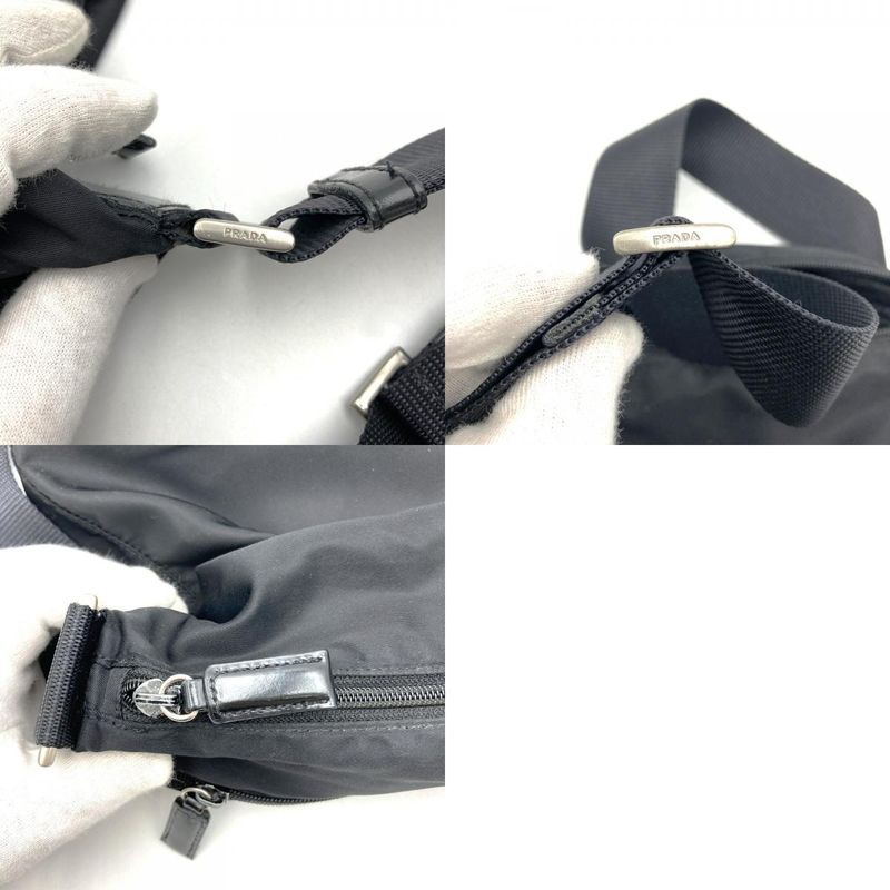 Prada Shoulder Bag Crossbody Black Nylon Women Men