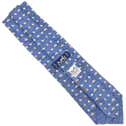 Hermes Necktie Snail and Hedgehog 9cm (3.54in) Silk Blue and Multicolor Blue