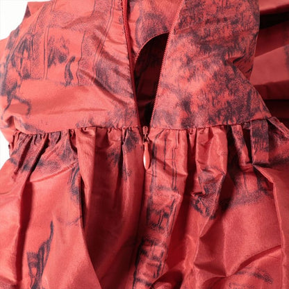 Hermes Silk Flared Skirt Women's 34 Horse Motif Horse Pattern Red Made In France