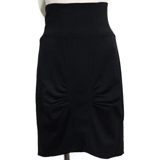 Chanel Tight High Waist 08A P33857v12627 Wool Black Women's Skirt
