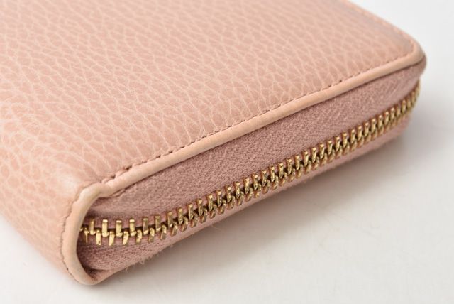 Gucci Long Wallet Petit Marmont Leather Pink Beige 456117
