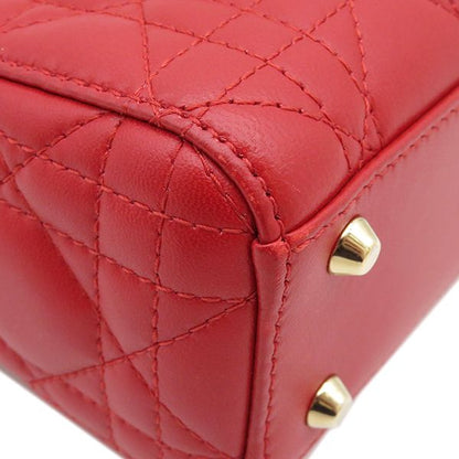 Christian Dior 2way Bag Lady Dior Mini Lambskin Red Gold Hardware Red Shoulder