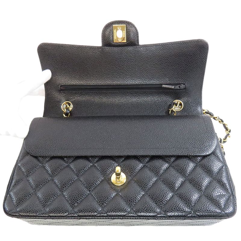 Chanel Double Flap Matelasse Gold Hardware Shoulder Bag Grained Calfskin Women