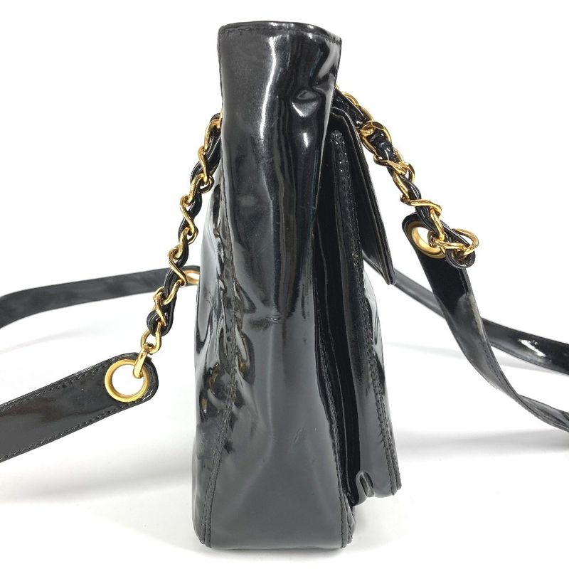 Chanel Shoulder Bag CC Coco Logo A08036 Enamel Black