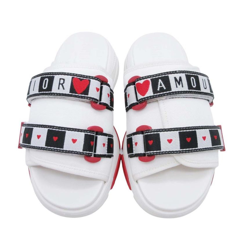 Christian Dior Amour Flat Sandals Slides Sandals Slides Mules Logo Belt Thick