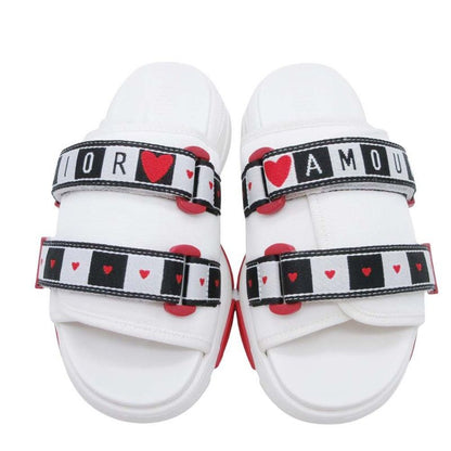 Christian Dior Amour Flat Sandals Slides Sandals Slides Mules Logo Belt Thick