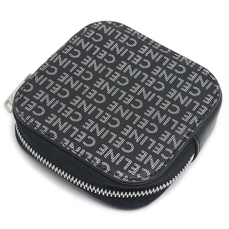Celine Square Purse Leather Black Logo Total Logo Coin Purse Polar