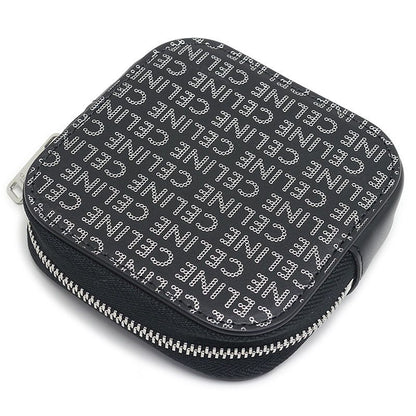 Celine Square Purse Leather Black Logo Total Logo Coin Purse Polar