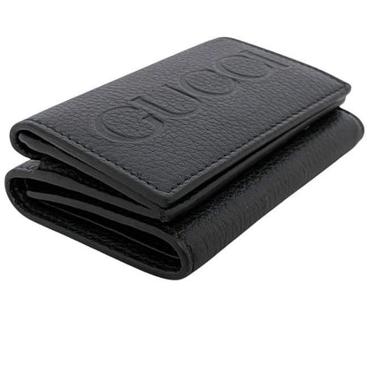 Gucci Trifold Wallet Black 736151 Unused Excellent Condition Leather S Rank