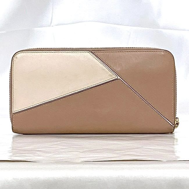 Loewe Round Zipper Long Wallet Pink Beige