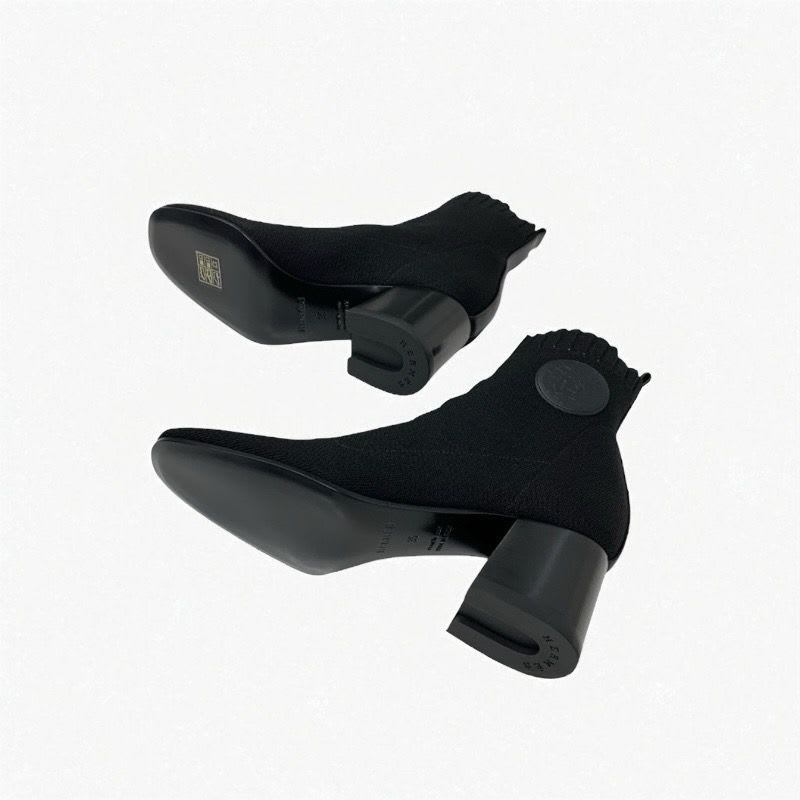 Hermes Volver Boots Short Shoes Fabric Leather Black Sock