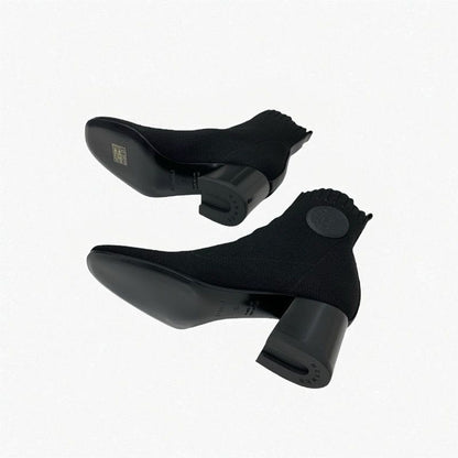Hermes Volver Boots Short Shoes Fabric Leather Black Sock