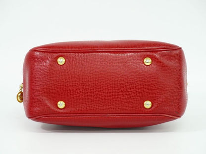 Authentic Christian DIOR Leather Mini Boston Bag Handbag Red Bag Pre-owned