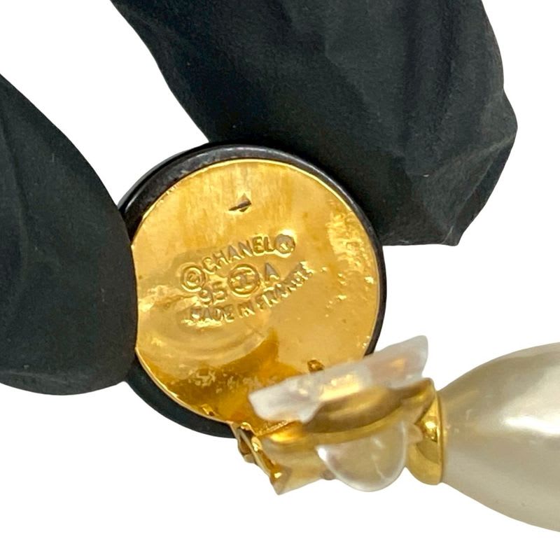 Chanel Vintage Coco Mark Motif Fake Pearl Earrings Accessories 95A