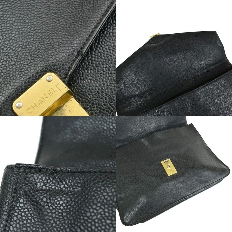 Chanel Business Bag Handbag Briefcase Black Leather 11ka220