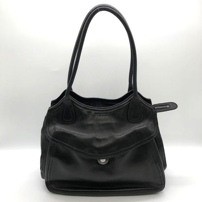 Prada Handbag Shoulder Bag Black Leather Women's Branded Fashion