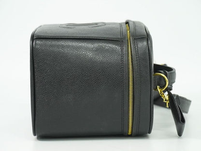 Authentic Chanel Coco Mark 2WAY Vanity Bag Shoulder Bag Handbag Caviar Skin