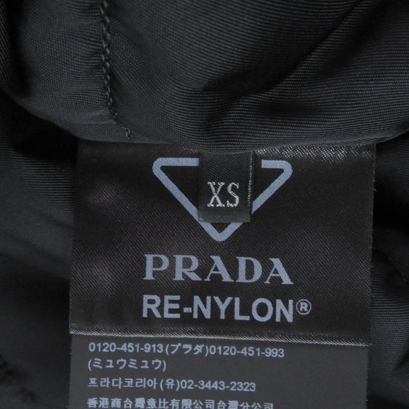Prada 2022 Sgc091 Re-nylon Triangle Logo Cotton Graphic Padded Coat Yellow XS