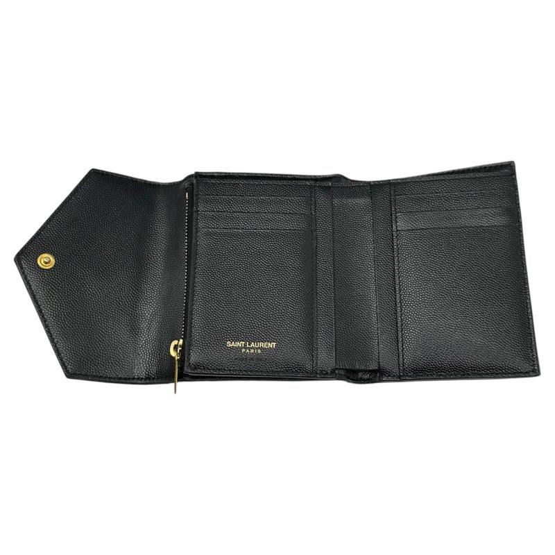 Saint Laurent Monogram YSL Trifold Wallet Monogram 03943 Black Compact Wallet