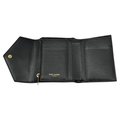 Saint Laurent Monogram YSL Trifold Wallet Monogram 03943 Black Compact Wallet