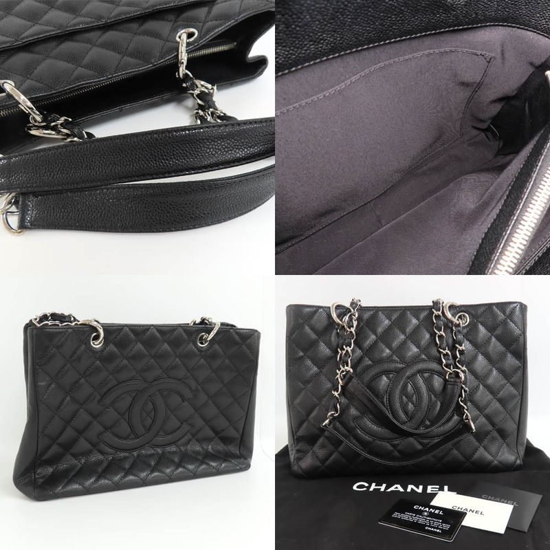 Chanel GST Tote A50995 Shoulder Bag Black Caviar Skin Svhardware 11th