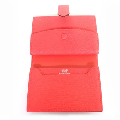 Hermes Bearn Mini Chevre Rose Texas Silver Hardware Mini Wallet Fold Wallet