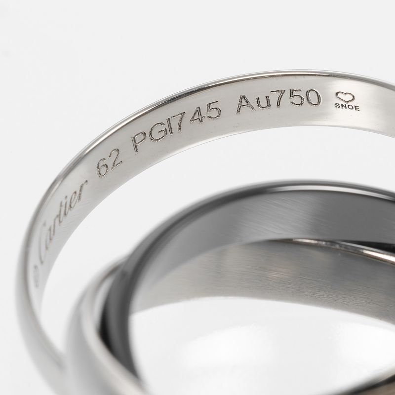 Cartier Trinity 3.4mm (0.13in) Band 18kwhite Gold X Ceramic #22 Men's 7.8g Ring