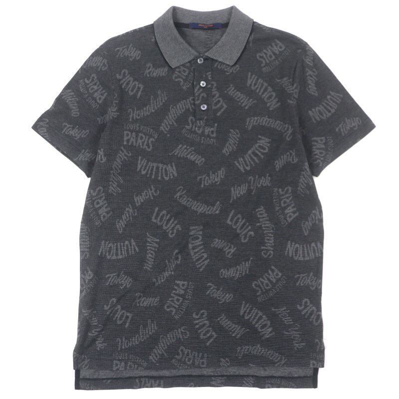 Louis Vuitton Cotton Logo Patterned Short Sleeve Polo Shirt Black M Made In