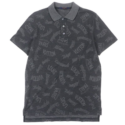 Louis Vuitton Cotton Logo Patterned Short Sleeve Polo Shirt Black M Made In