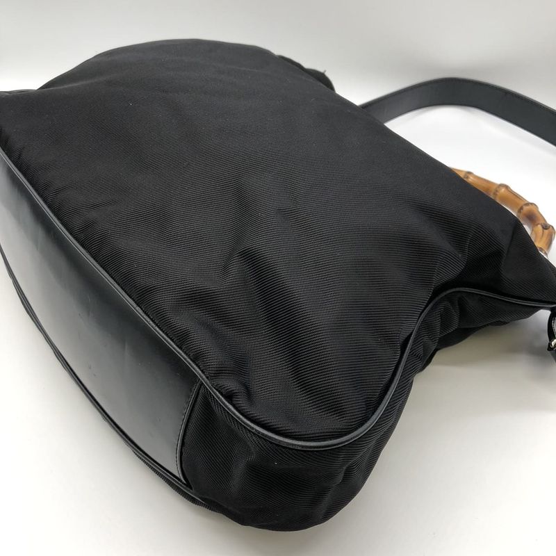 Gucci Handbag Shoulder Bag 2way Bamboo Nylon Black Ladies Men's Old Gucci