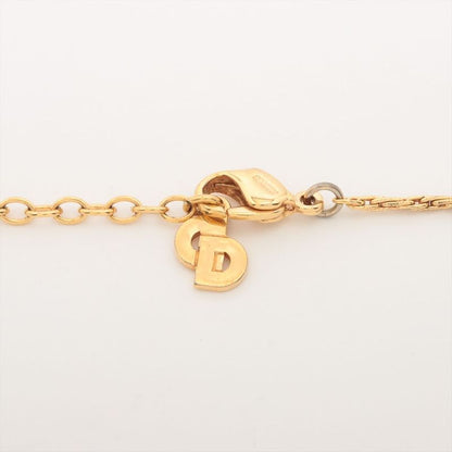 Christian DIOR CD Logo Necklace GP With Rhinestones Gold