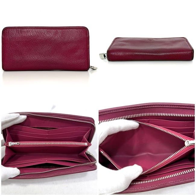Loewe Round Zipper Long Wallet Pink Amazona Wallet Leather Preowned