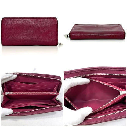 Loewe Round Zipper Long Wallet Pink Amazona Wallet Leather Preowned