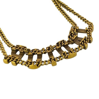 Christian DIOR J'adior 2 Chain Choker Necklace Antique Gold Metal