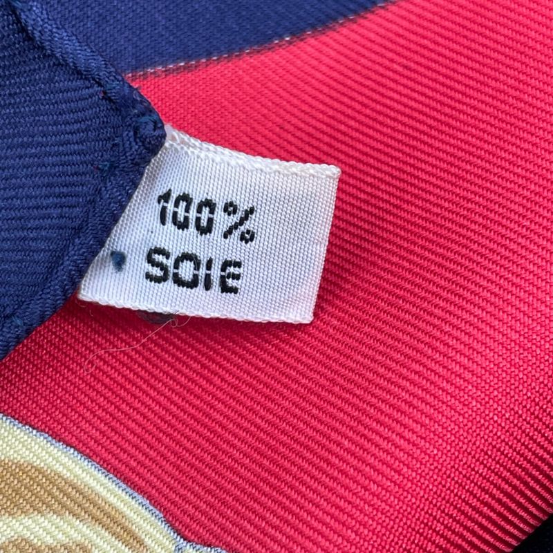 Hermes Carre 90 Scarf Eperon D'or Golden Spur 100% Silk Navy And Red