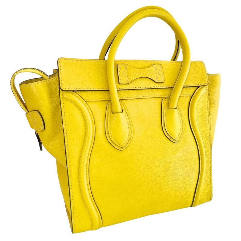 Celine Luggage Micro Shopper 167793 Leather Yellow Ladies Handbag
