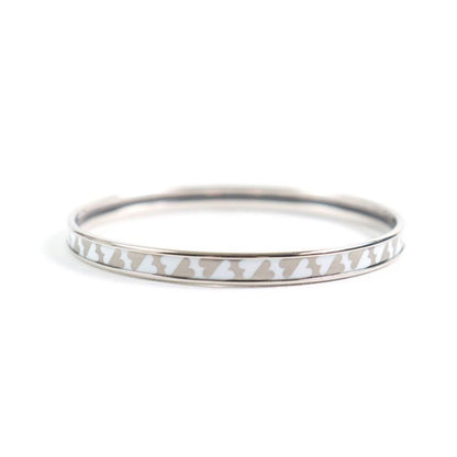 Hermes Carte À Jouet Orfevre Blanc Platine Blanc Current Enamel Bracelet Bangle