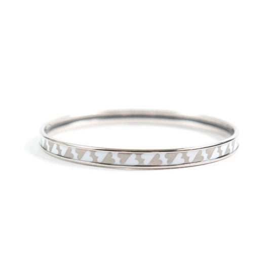 Hermes Carte À Jouet Orfevre Blanc Platine Blanc Current Enamel Bracelet Bangle